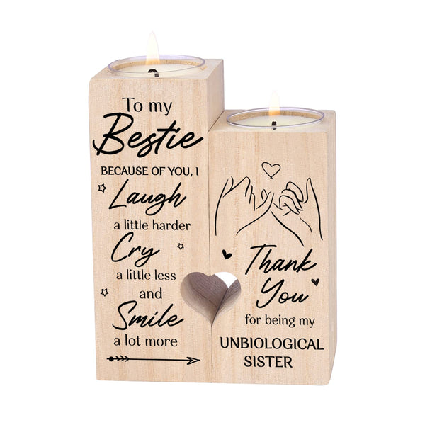 Double-Sided Printing - to My Bestie Because of You I Laugh a Little Harder Thank You for Being My Unbiological Sisters Personalized Friendship