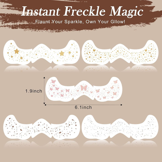 Face Glitter Freckles Makeup Patches - 10 Count, Cute Sparkling Fake Freckles St