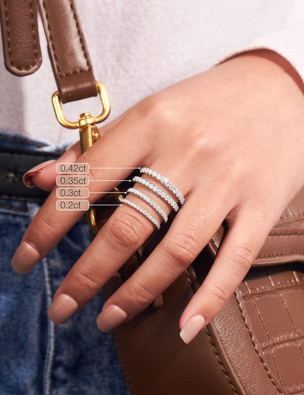 IMOLOVE Moissanite Wedding Band Wedding Rings for Women 925 Sterling Silver Rings with 18K White Gold Plated Eternity Stackable Engagement Ring