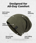 Warm Slouchy Beanie Hat - Deliciously Soft Daily Beanie in Fine Knit One Size-Large Army Green