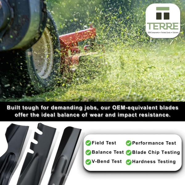 Terre Products, 3 Pack High Lift Lawn Mower Blades, 48 Inch Deck, Compatible with Poulan, Craftsman, Husqvarna YTH2348, YTH24V48, Replacement for