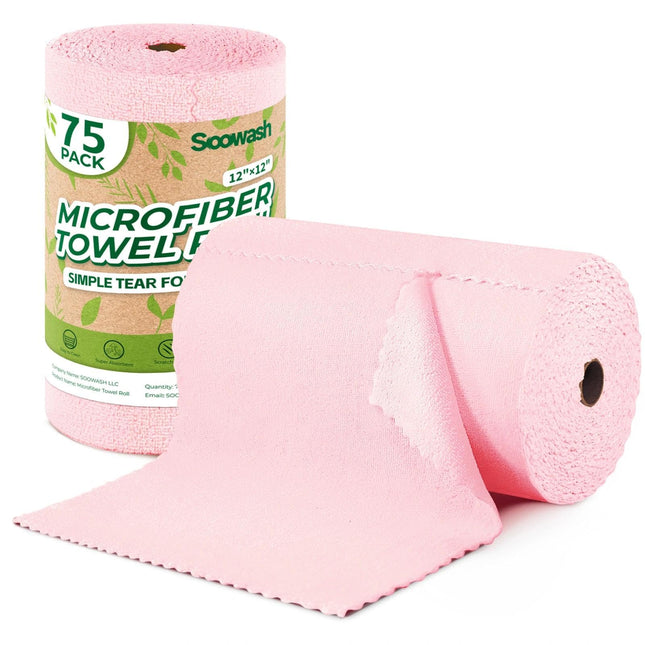 Microfiber Cleaning Cloths Roll 75 Pack 11.8" X 11.8" Reusable Paper Towels Wash