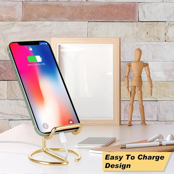 ROPOSY Cell Phone Stand for Desk, Cute Metal Gold Cell Phone Stand Holder Desk Accessories, Compatible with All Mobile Phones, iPhone, iPad gold 1