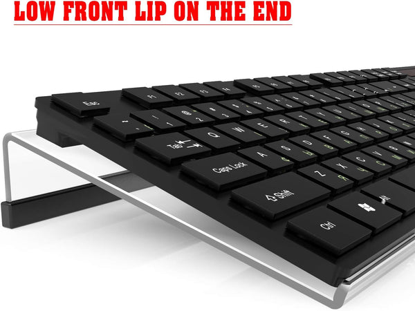KOTEMON Acrylic Tilted Computer Keyboard Stand for Ergonomic Typing, Keyboard Tray Holder with Silicone Non-Slip Case, Clear Clear 17"x5.5"x1.5"H