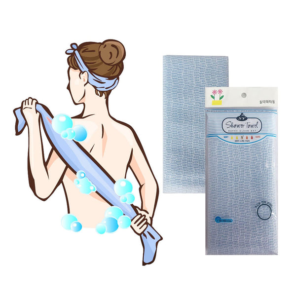 Premium Exfoliating Washcloth Towel(Blue) Korean Loofah Bath Sponge Long Back Scrubber African Bath Sponge African Long Net for Shower/It Becomes