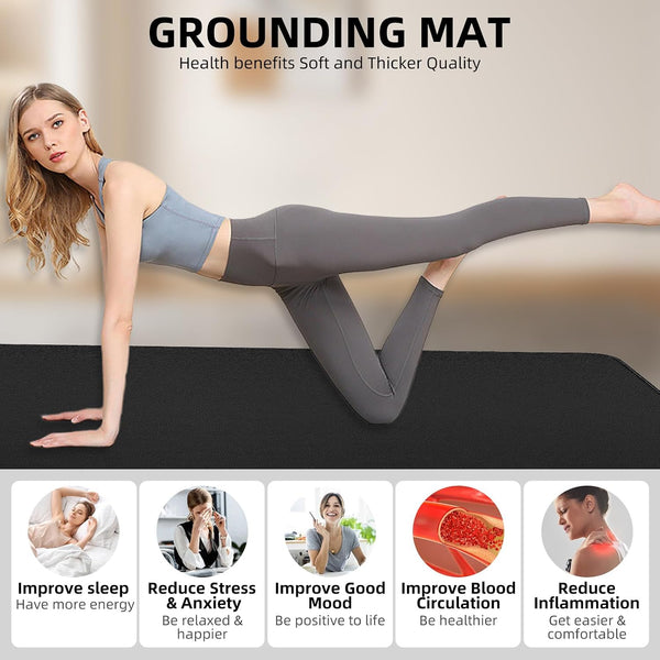 Grounding Mat Kit for Healthy Grounding Energy, Grounding Pad for Sleep with Grounding Wristband & 15ft Grounding Cord, for Improve Sleep and