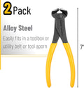 Bates Nail Puller and Staple Remover - Yellow, 2 Pack, Carpenter Tool, End Cutting Pliers, Nippers for Nail Pulling 7", 2 Pack Yellow
