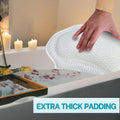 4D Bath Pillow with 6 Strong Non-Slip Suction Cups, Wooven Handle Bag, Loofah, Shower Cap, Foot Filer, and Laundry Bag - Luxury Bathtub Pillow -
