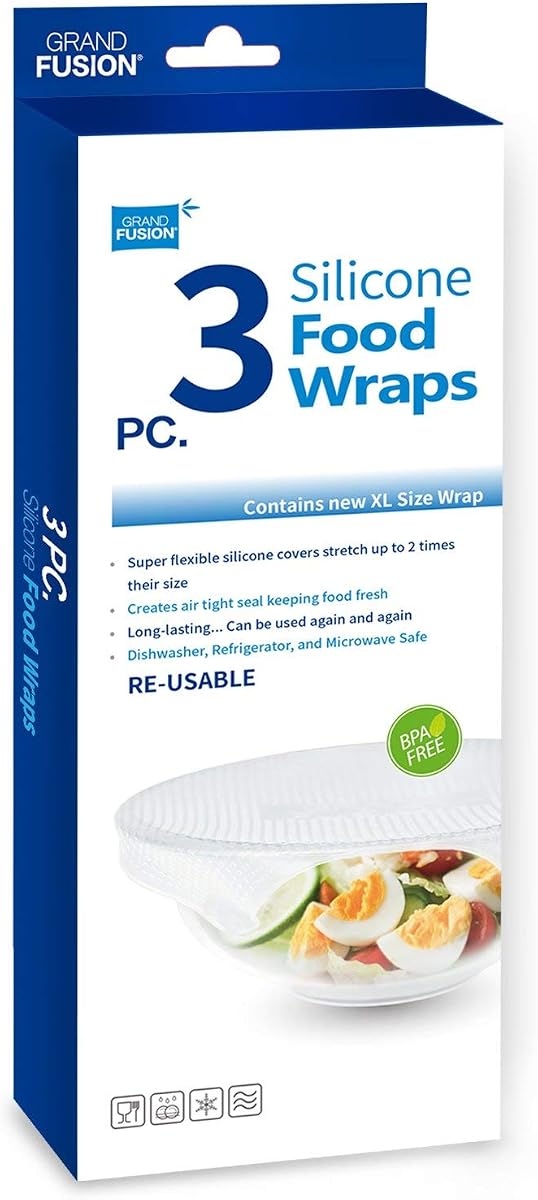 Grand Fusion Microwave-Safe Silicone Food Wrap, Flexible and Reusable Wraps for Food, BPA-Free and Long-Lasting Food Wrap, Bowl Cover, Available
