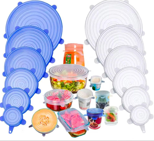 Silicone Lids for Food Storage - 100% Food Grade Silicone Stretch Lids - 6 Different Sizes - Dishwasher/Microwave Safe Flexible Reusable Bowl