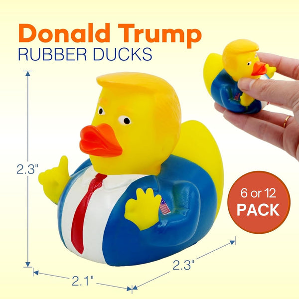 President Trump Rubber Ducks - Bulk 12 Pack - 2.3 Inch Funny Duckies for Jeep Ducking, Bath Tub Toys, Christmas White Elephant Exchange Gag Gift
