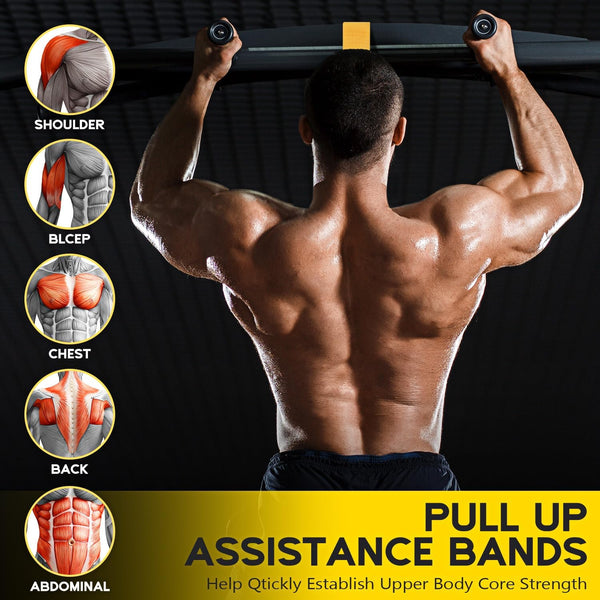 HOXWC Pull Up Assistance Bands, Adjustable Heavy Duty Resistance Band for Pull Up, 3 Pull Up Bands, Comfortable Fabric Feet/Knee Rest, Assistance