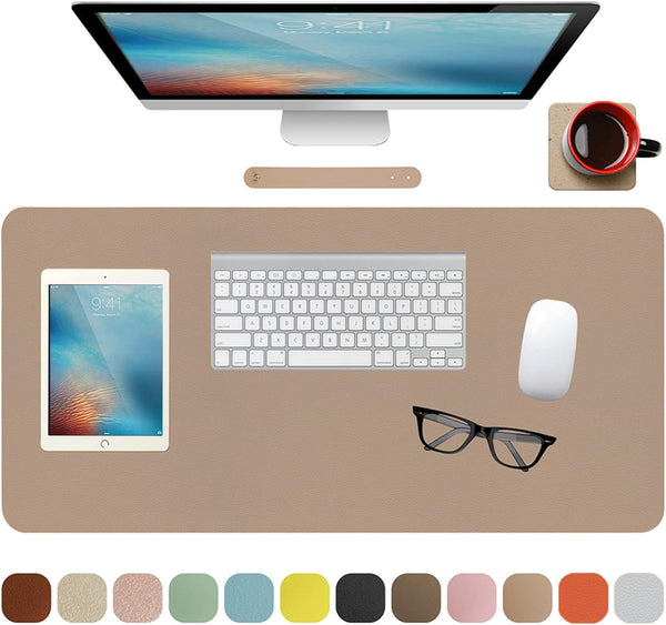 Boutilon Leather Desk Pad Protector,Non-Slip Mouse Pad,Laptop Desk Pad,Office Mouse Mat,Waterproof Leather Desk Blotter,Desk Writing Pad for