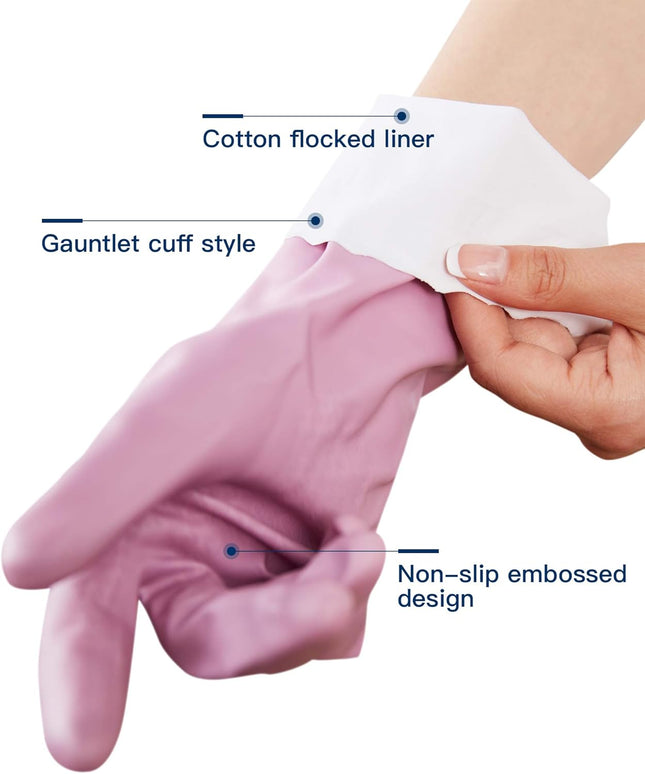 LANON 3 Pairs Wahoo Skin-Friendly Cleaning Gloves, Dishwashing Kitchen Gloves wi