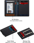 Wallet for Men Slim Leather Wallets for 12-15 Cards, Minimalist Thin RFID Blocking Card Holder with Money Clip & ID Window, Small Bifold Front