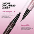 2-in-1 Curved Eyebrow Pen and Eyeliner with 10Pcs Brow Stencils, Microblading Eyebrow Pencil with 4 Fork-Tip and Curved Precise Tip, Waterproof