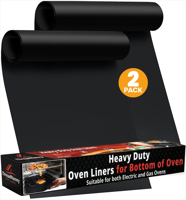 Oven Liners for Bottom of Oven - Thick Heavy Duty 17” x 25” 2 Pack Non-Stick Reusable Mats - BPA & PFOA Free Protector for Electric, Gas,