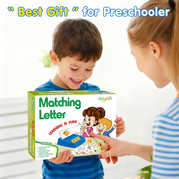 HahaGift Educational Toys for 3-5 Year Old Boy Girl Gifts, Matching Letter Learning Games Activities, Ideal Christmas Birthday Gift for Toddler