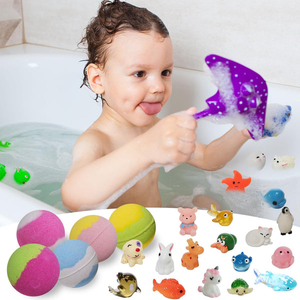 Bath Bombs for Kids with Toys Inside for Girls Boys - 30 Pack Bath Bombs Gift Set with Surprise, Kids Safe Bubble Bath Fizzy Balls Halloween