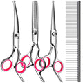5 In1 Dog Grooming Scissors Kit, Professional Dog Scissors for Grooming with Safety round Tips, Titanium Coated Grooming Shears for Dogs Cat Pet