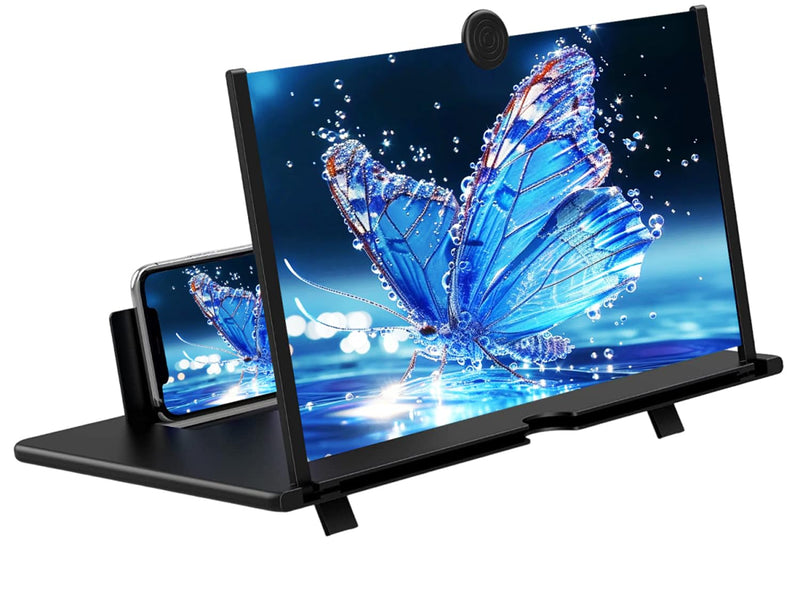 18" Screen Magnifier for Cell Phone – 3D HD Magnifing Screen Enlarger Projector for Movies Videos and Gaming – Foldable Phone Stand Holder with
