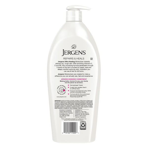 Jergens Ultra Healing Dry Skin Lotion, Hand and Body Moisturizer for Quick Absorption into Extra Dry Skin with Hydralucence Blend, Vitamins C, E