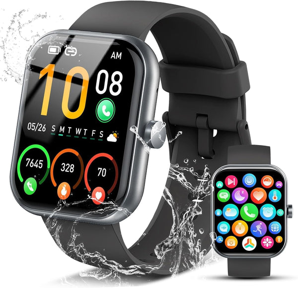 Smart Watch for Men Women, 1.96" Fitness Tracker Running Watch (Answer/Make Call), IP68 Waterproof, Pedometer, Sleep/Step/Activity/Heart Rate