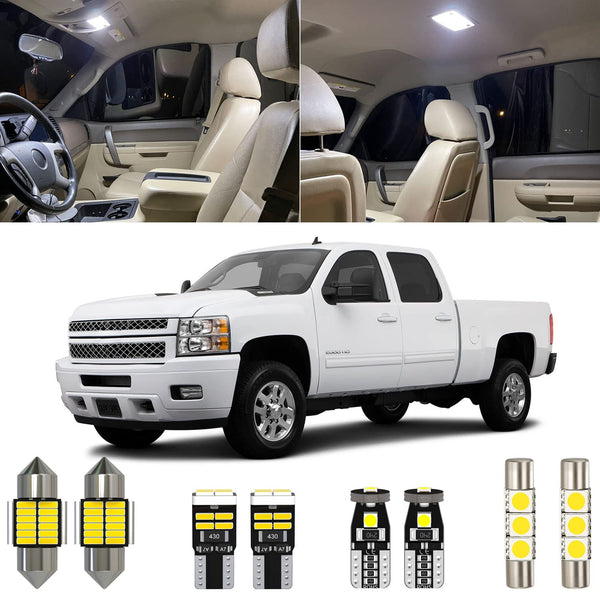 Xpismii 12 Piece 6000K White Interior LED Light Kit Package Replacement for Chevy Chevrolet Silverado/GMC Sierra 2007 2008 2009 2010 2011 2012