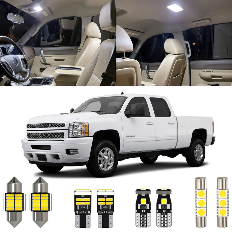 Xpismii 12 Piece 6000K White Interior LED Light Kit Package Replacement for Chevy Chevrolet Silverado/GMC Sierra 2007 2008 2009 2010 2011 2012
