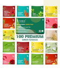 Teabox Green Tea Sampler Bags | 100% Natural I Immunity Boosting Sampler Pack | USDA Certified Organic Green Tea (100 Count (Pack of 1))