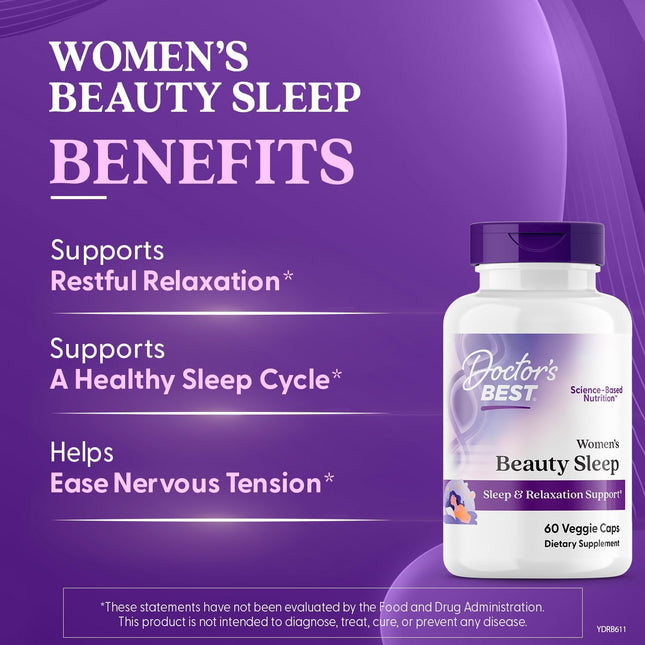 Doctor'S Best Womens Beauty Sleep with Magnesium, Theanine, Melatonin, Sleep & R