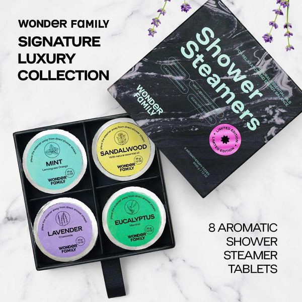 Aromatherapy Shower Steamers Gift Set – Mint, Eucalyptus, Sandalwood, Lavender – Essential Oil Vapor Shower Tablets, Individually Wrapped Melts,