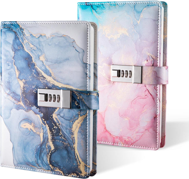 Diary with Lock, A5 Lockable Journal, PU Leather Combination Lock Diary, Lock Di