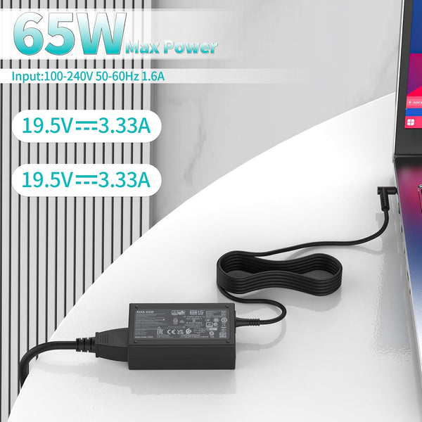 65W 45W AC Charger Compatible with HP Elitebook Series Probook 430 440 450 455 470 640 650 G3 G4 G5 G6 G7 G8 PPP009A PPP009C 19.5V 3.33A Laptop