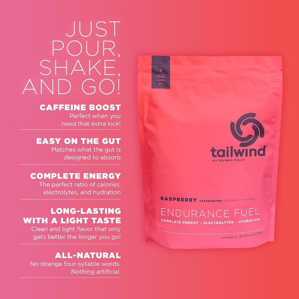 Tailwind Nutrition Endurance Fuel, Carbohydrate & Electrolyte Sports Drink Mix Powder, Gluten-Free, Vegan, Raspberry Buzz, 50 Servings