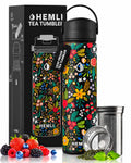 22 oz Ceramic Lined Tea Infuser Travel Tumbler, Micro-Mesh Stainless Steel Infuser, Pure Taste Ceramic Interior, Triple Insulated 12hr Hot Cold,