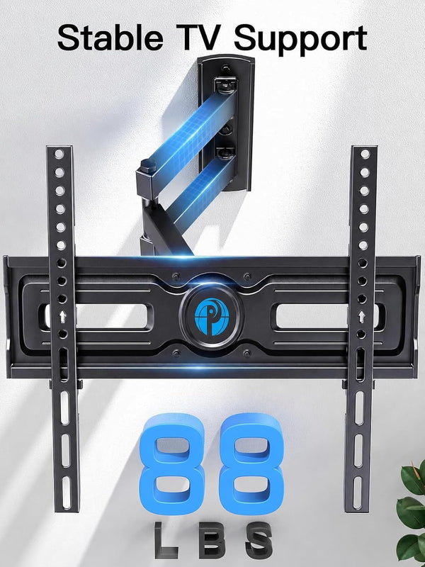 Pipishell Full Motion TV Wall Mount for Most 26-60 Inch Flat & Curved Tvs up to 77 Lbs, Adjustable Bracket Height, Single Articulating Arm,