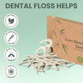 Natural Dental Floss Picks 75 Pack – Organic Biodegradable Floss Sticks with Strong Bamboo Charcoal Thread & Vegan Cornstarch Handle – No