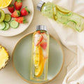 Pumtus 2 Pack Glass Water Bottles With Time Marker, 18 OZ Motivational Water Bottle with Non-slip Sleeve, Beverage Bottles with Hydrating