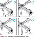 DURATECH 4 Way Sillcock Key Set, Utility Key, Multi-functional Water Key, 2-Pack, for Valve, Faucet, and Spigots | Utility Key, Water Key, Chrome