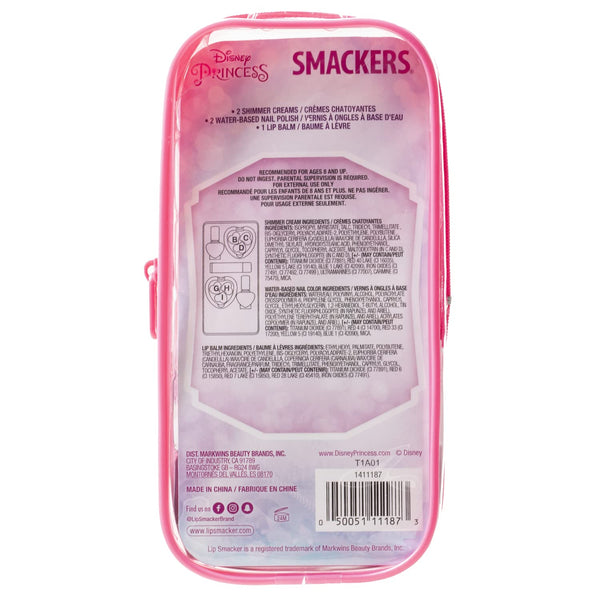 Lip Smacker Disney Princess Pouch Makeup Set And Bag For Girls 1 Count(Pack of 5) Ariel, Rapunzel, Cinderella, and Belle Collection