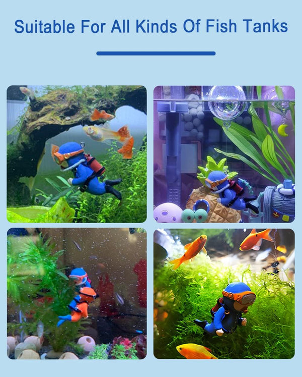 2-Pack Floating Fish Tank Decorations Little Diver Aquarium Decoration Aquarium Accessories Fish Playmate for Fish Tank Suitable for All Kinds of