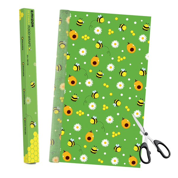 Beeswax Food Wraps 1 Meter Roll 13 x 39 Inch Reusable Beeswax Wraps Eco-Friendly Sustainable Food Storage Wraps for Sandwich, Cheese, Fruit,