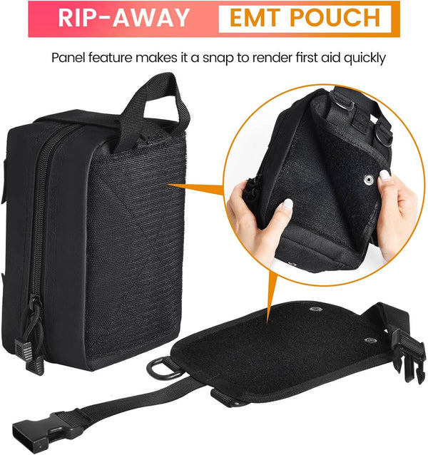 Medical Molle Pouch Tactical - 1000D Nylon First Aid Pouch, Big Capacity EMT Pouch Utility, Heavy Duty Military Grade Rip-Away Ifak Pouch for Home