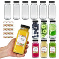 Alotpower 8 oz Glass Juice Bottles with Lids 12Pack | 240ml Square Reusable Drinking Bottles for Juicing, Water, Kombucha Juices, Milk, Beverages