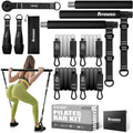 Pilates Bar Kit with Resistance Bands, Workout Equipment for Legs, Hip, Waist, Arm, Squats Exercise Equipment for Home Workouts, Adjustable