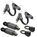 Statik Hexcharge Keychain Charger Cable - Portable 4 in 1 Charging Cable Key Ring, 60W Fast Charging, Universal Multi Charging, Compatible with