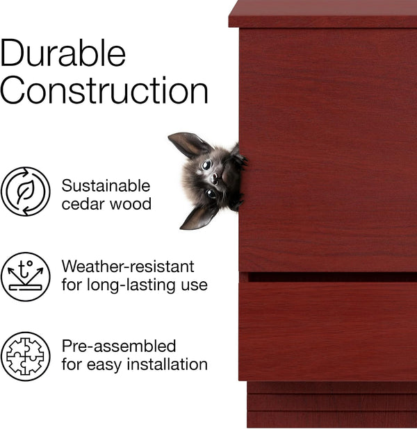 Kenley Bat House - Outdoor Bat Box Shelter with Large Double Chamber - Handcrafted from Cedar Wood - Easy for Bats to Land and Roost - Weather