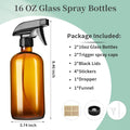 GIVAMEIHF 16oz Amber Glass Spray Bottles,2 Pack Glass Spray Bottles Refillable Empty Bottle with Adjustable Nozzle,Spray Bottle for Essential