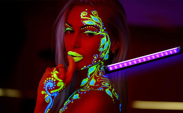 Black Light Bar 10W 1ft LED Blacklight for Fluorescent Tapestry Poster Body Paint Glow Party UV Strip Lights for Cabinet and Display Magnetic